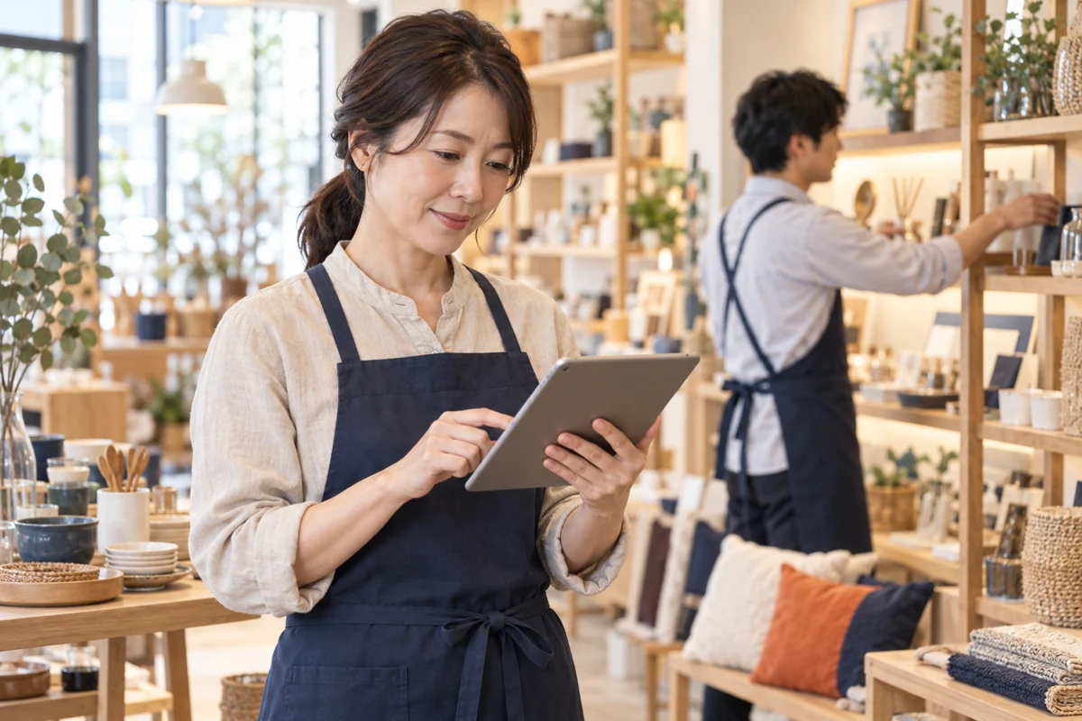 店舗で接客に向き合う人物のイメージ